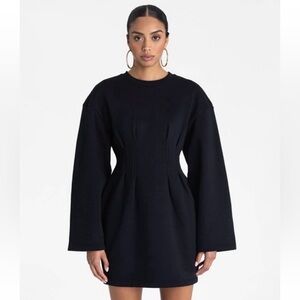 KBB by KAHLANA Women's Long Sleeve The Sweatshirt Dress NWT size Large black